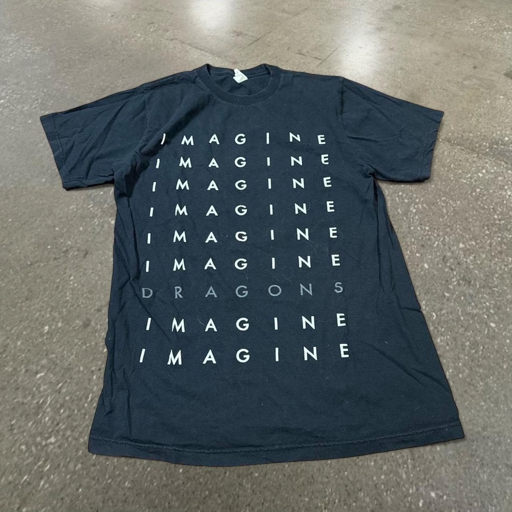 Bay Island Imagine Dragons Black Tour Graphic Shirt Mens Medium Y2K Band Tee